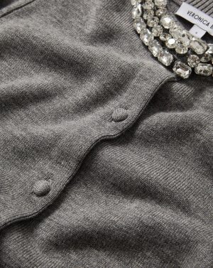 Daro Embellished Cardigan Dark Heather Grey