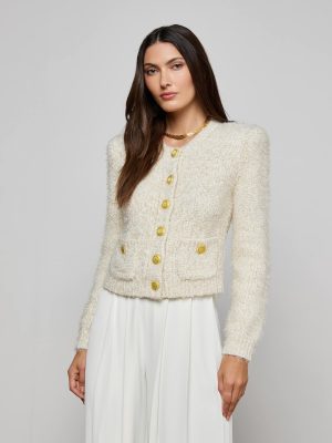 Una Knit Cardigan Ivory/Gold Lurex Multi