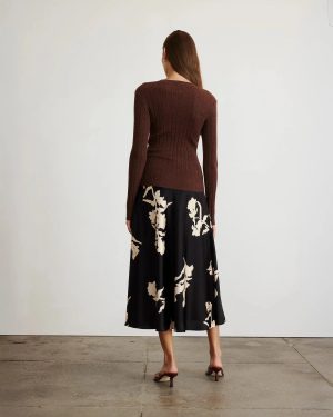 Crew Neck Kayden Knit Top Chocolate Melange