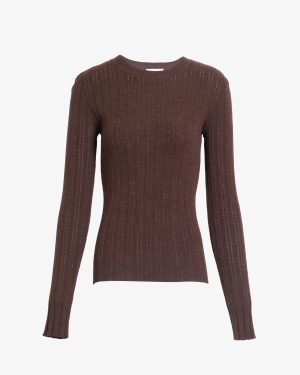 Crew Neck Kayden Knit Top Chocolate Melange