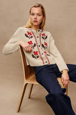 Mavie Cardigan Carmine Floral