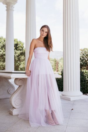 Anabella Strapless Maxi Dress – Pale Pink