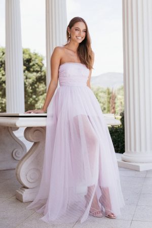 Anabella Strapless Maxi Dress – Pale Pink