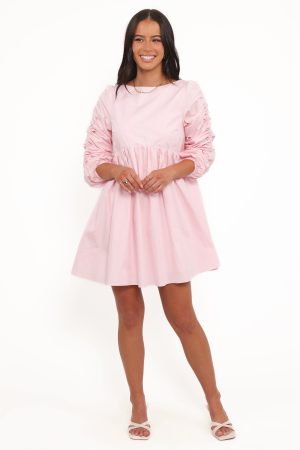 Micaela Long Sleeve Mini Dress – Pink
