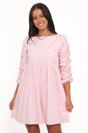 Micaela Long Sleeve Mini Dress – Pink